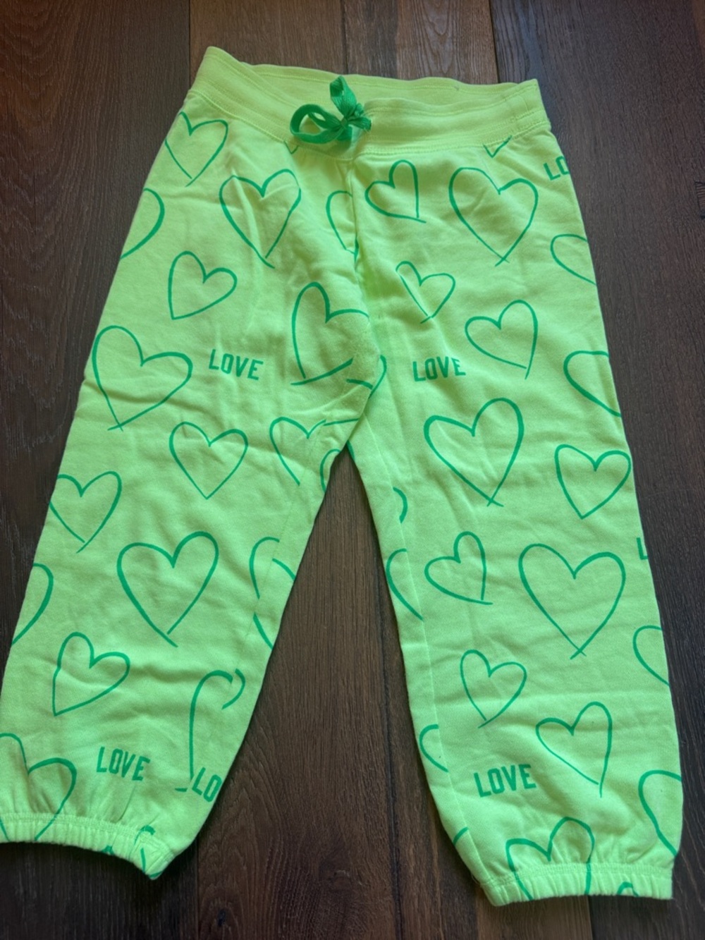 Justice Neon Lime Green Heart Print Lounge Pants